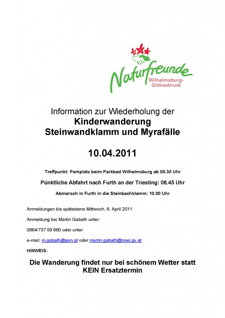 Einladung zur Kinderwanderung